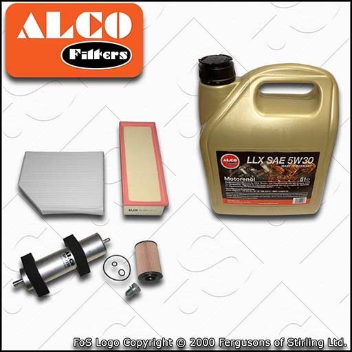 SERVICE KIT for AUDI A5 8T 2.0 TDI ALCO OIL AIR FUEL CABIN FILTER +OIL 2011-2016