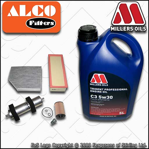 SERVICE KIT for AUDI A5 8T 2.0 TDI OIL AIR FUEL CABIN FILTER +C3 OIL (2011-2016)