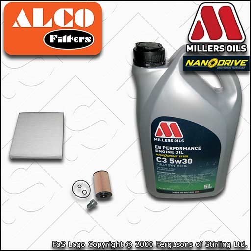 SERVICE KIT for AUDI A1 (8X) 1.6 TDI OIL CABIN FILTERS +EE OIL (2010-2010)