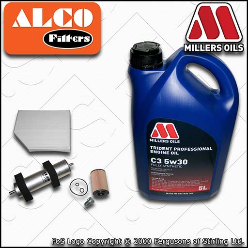 SERVICE KIT for AUDI A5 8T 2.0 TDI OIL FUEL CABIN FILTERS +C3 OIL (2011-2016)