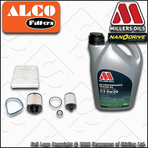 SERVICE KIT for VAUXHALL ASTRA J 2.0 CDTI OIL FUEL CABIN FILTER +OIL (2009-2015)