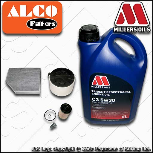 SERVICE KIT for AUDI A5 8T 2.0 TDI OIL AIR CABIN FILTERS +C3 OIL (2013-2017)