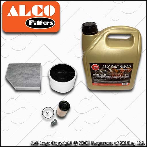 SERVICE KIT for AUDI A5 8T 2.0 TDI ALCO OIL AIR CABIN FILTERS +OIL (2013-2017)