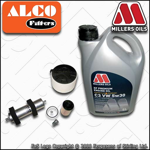 SERVICE KIT for AUDI A5 8T 2.0 TDI OIL AIR FUEL FILTERS +XF C3 OIL (2013-2017)