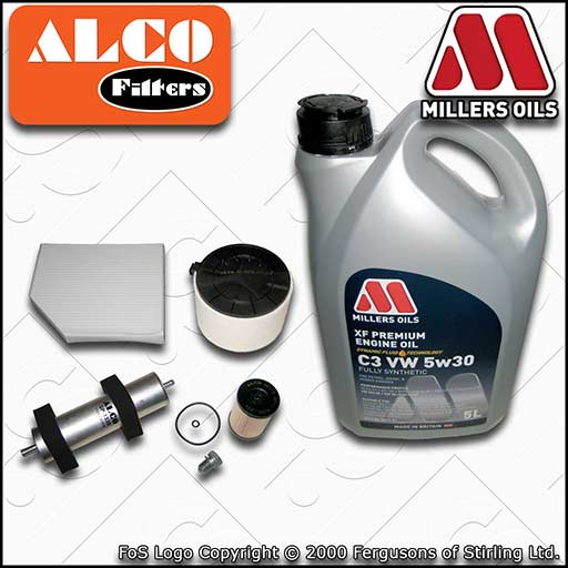 SERVICE KIT for AUDI A5 8T 2.0 TDI OIL AIR FUEL CABIN FILTER +XF OIL (2013-2017)