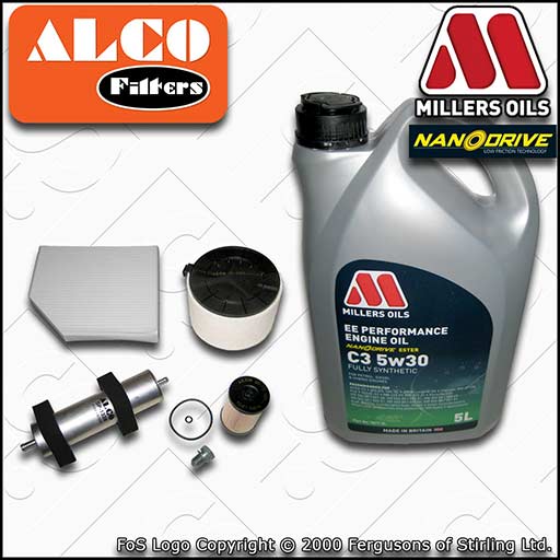 SERVICE KIT for AUDI A5 8T 2.0 TDI OIL AIR FUEL CABIN FILTER +EE OIL (2013-2017)