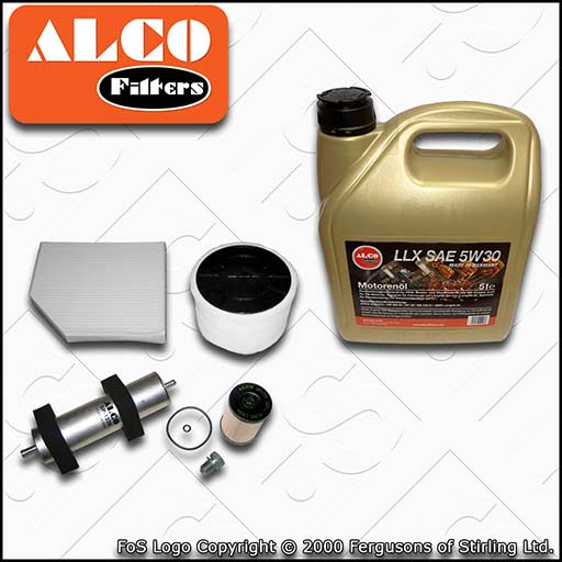 SERVICE KIT for AUDI A5 8T 2.0 TDI ALCO OIL AIR FUEL CABIN FILTER +OIL 2013-2017