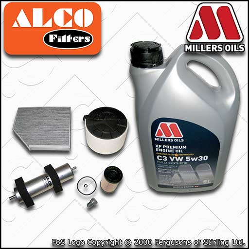 SERVICE KIT for AUDI A5 8T 2.0 TDI OIL AIR FUEL CABIN FILTER +XF OIL (2013-2017)