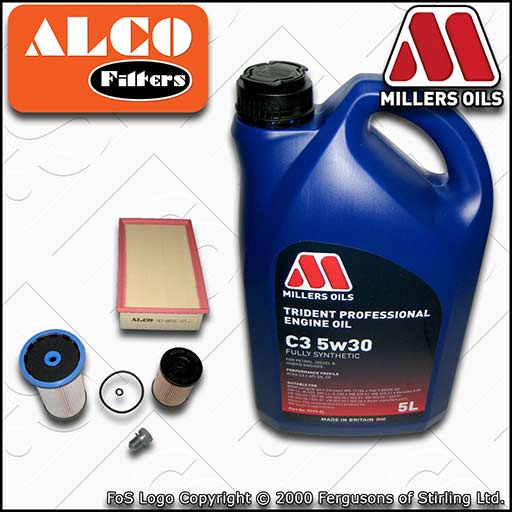 SERVICE KIT for SEAT ATECA 1.6 TDI OIL AIR FUEL FILTERS +C3 5w30 OIL (2016-2020)