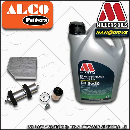 SERVICE KIT for AUDI A5 8T 2.0 TDI OIL FUEL CABIN FILTERS +EE OIL (2013-2017)