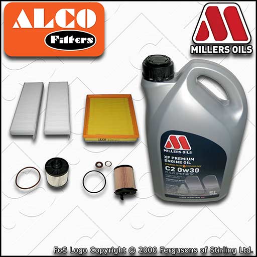 SERVICE KIT for PEUGEOT 3008 1.6 BLUEHDI OIL AIR FUEL CABIN FILTERS +OIL (14-18)