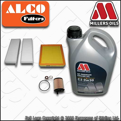 SERVICE KIT for PEUGEOT 3008 1.6 BLUEHDI OIL AIR CABIN FILTERS +C2 OIL 2014-2018
