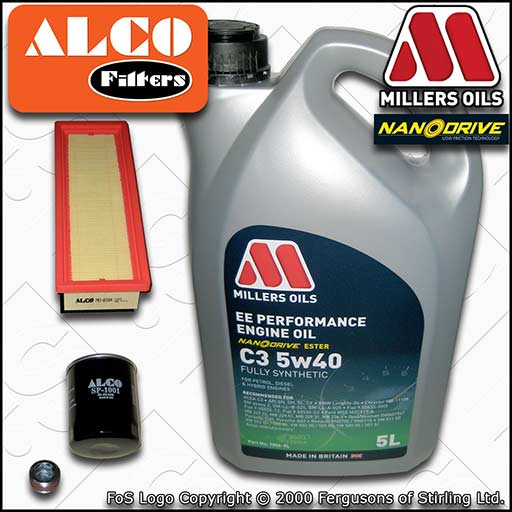 SERVICE KIT for FIAT 500 1.2 8V OIL AIR FILTERS with EE C3 5w40 OIL (2007-2020)