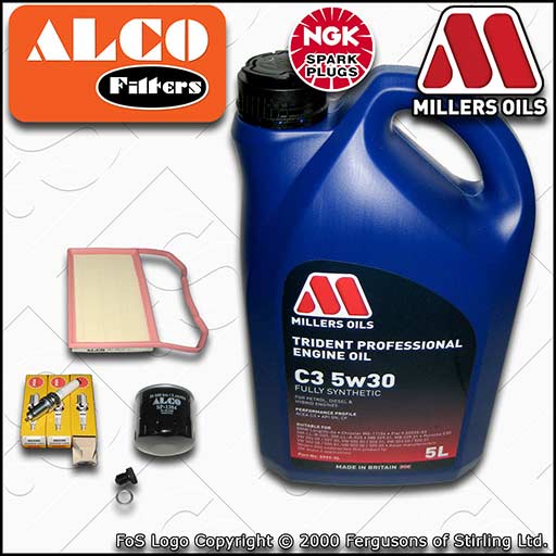SERVICE KIT for SEAT MII 1.0 OIL AIR FILTER SPARK PLUGS +C3 5w30 OIL (2011-2019)