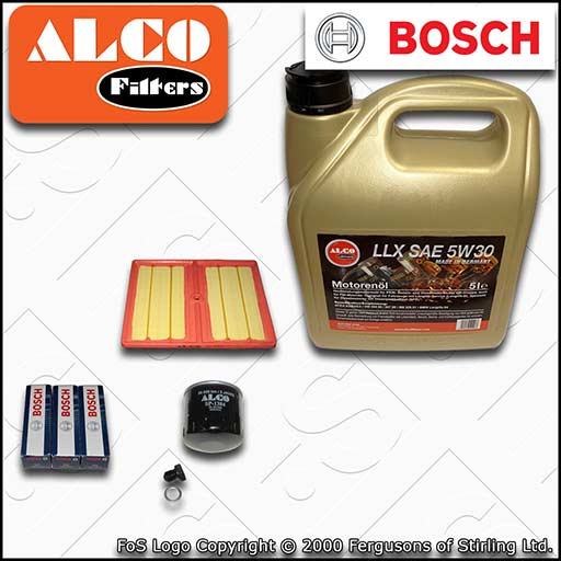 SERVICE KIT for AUDI A1 8X 1.0 TFSI ALCO OIL AIR FILTER PLUGS with OIL 2015-2018