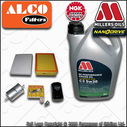 SERVICE KIT for AUDI A4 (B6/B7) 2.0 20V OIL AIR FUEL CABIN FILTERS PLUGS +OIL