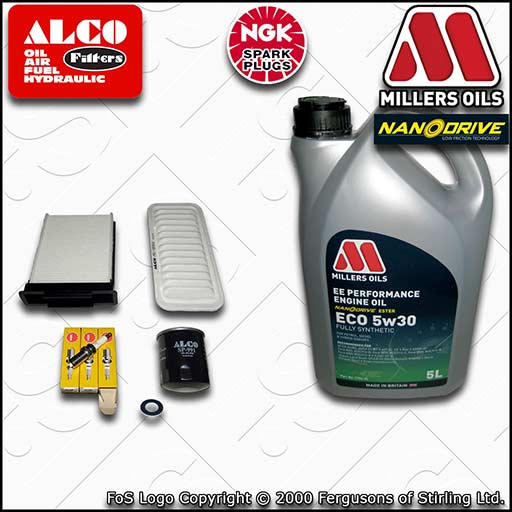 SERVICE KIT for TOYOTA AYGO 1.0 OIL AIR CABIN FILTERS PLUGS +OIL (2005-2011)